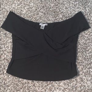 [BOZZOLO] Off thé Shoulder Black Crop Top